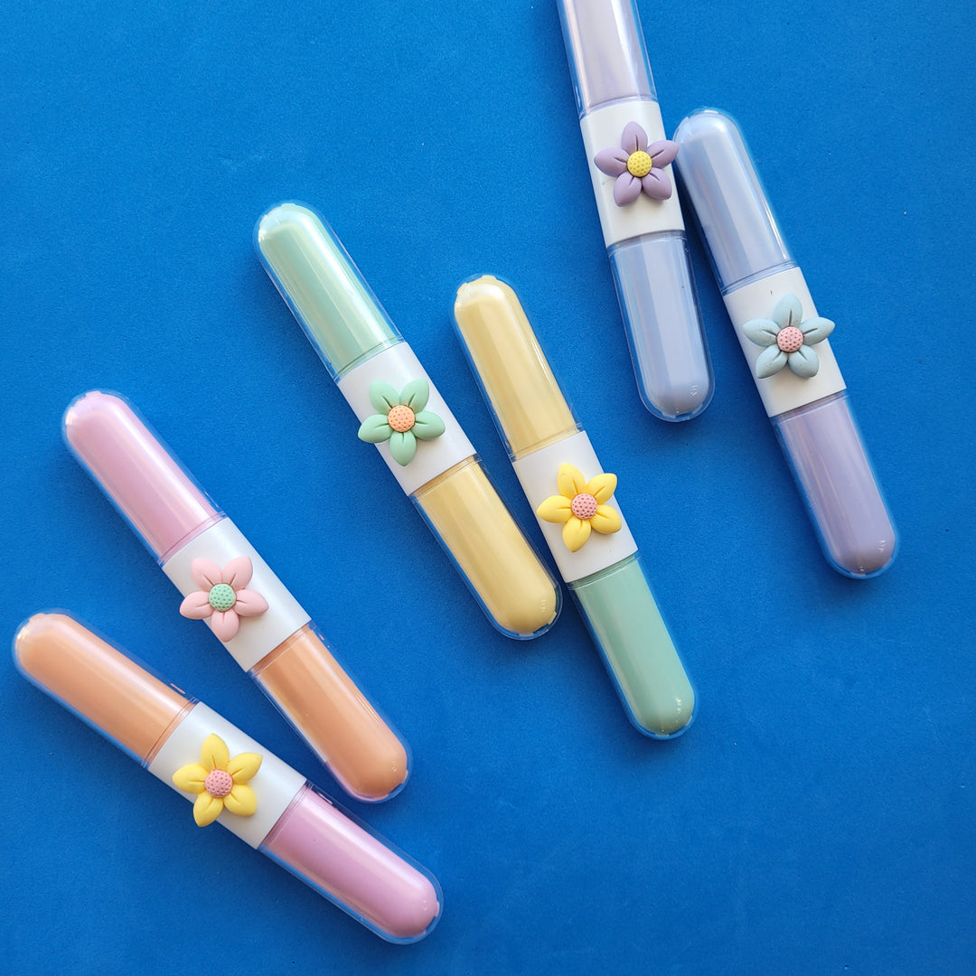 Marca Texto Duplo - Florzinha - Tons Pastéis