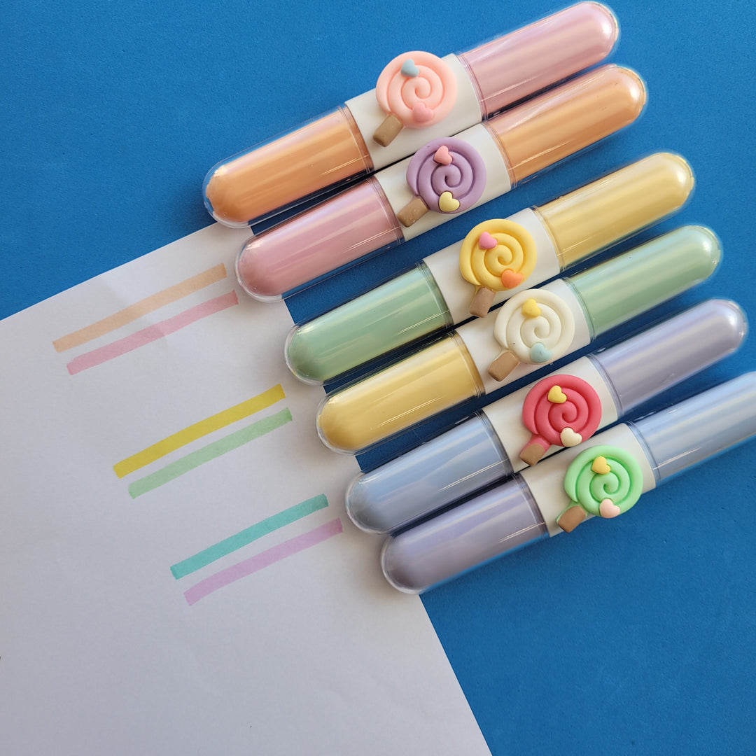Marca Texto Duplo - Pirulito - Tons Pastéis