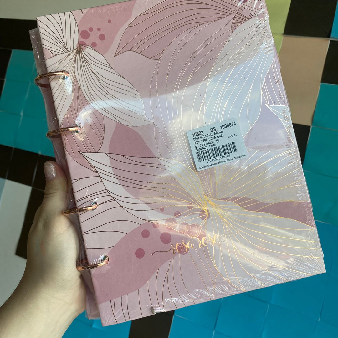PEQUENO DEFEITO - Caderno Argolado Colegial - Animativa - Rosa Rose - 160 Folhas