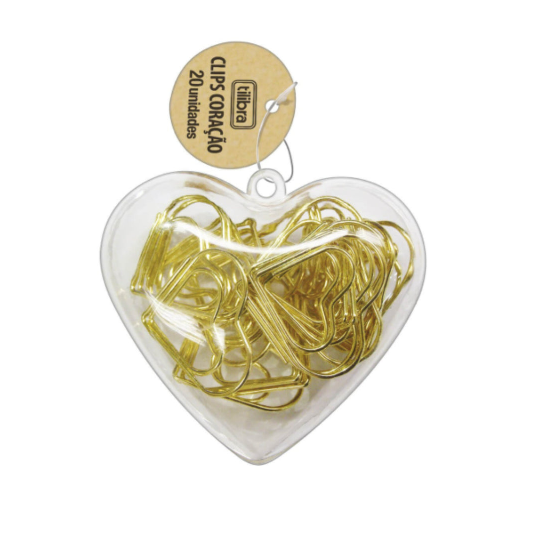 Clips - Tilibra - Coração Dourado - 20 unidades