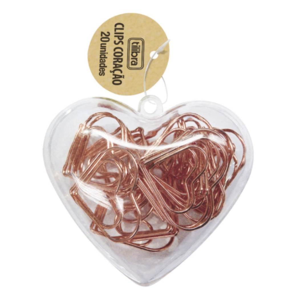 Clips - Tilibra - Coração Rose - 20 unidades