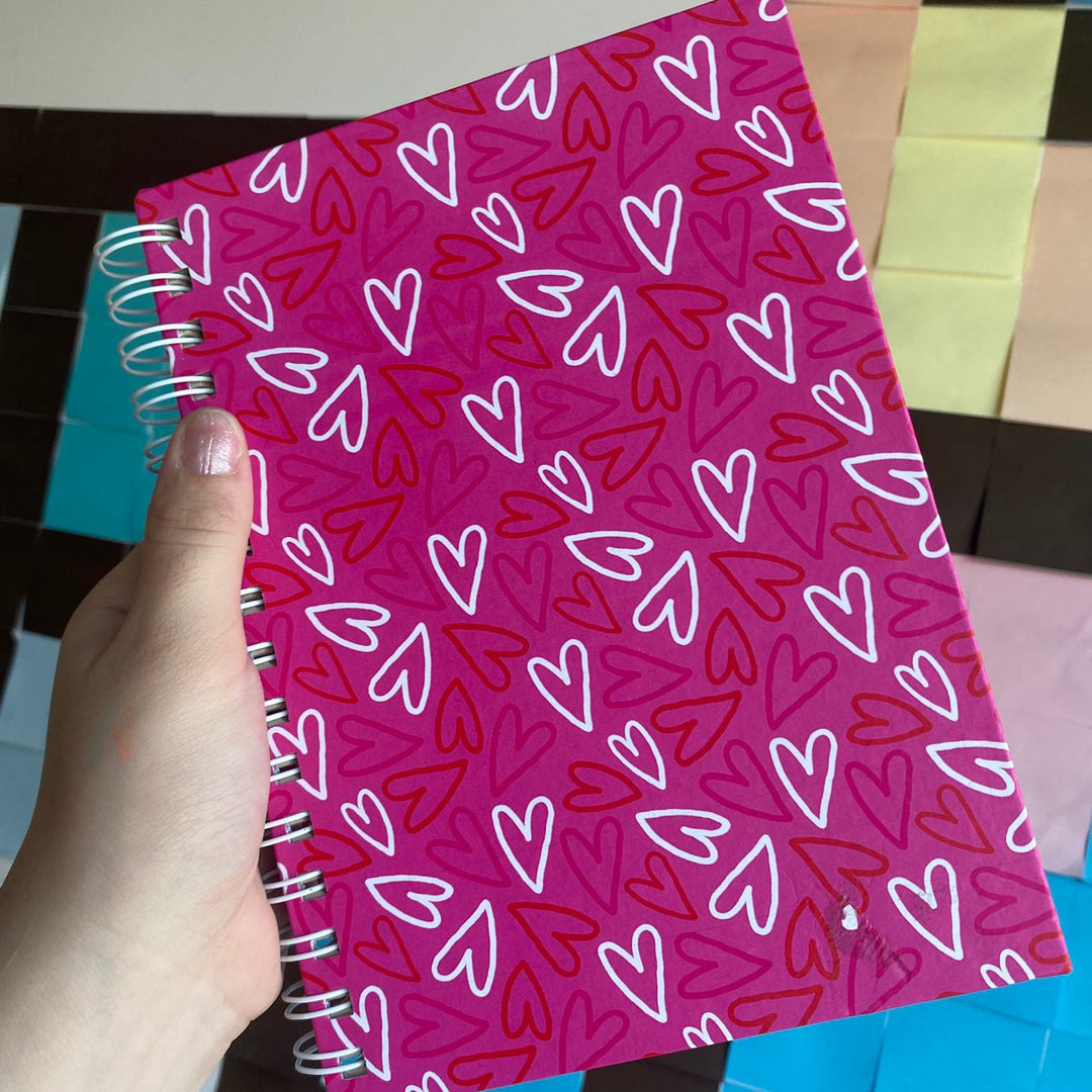 PEQUENO DEFEITO - Caderno Flow A5 Pontado - Papelaria Unicórnio -  Pink Mood Rosa Escuro c/ Adesivos