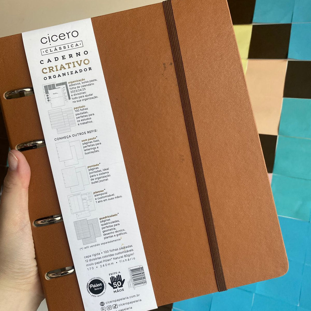 PEQUENO DEFEITO - Caderno Criativo Argolado - Cícero -  Clássica Pautado 17x24cm Caramelo
