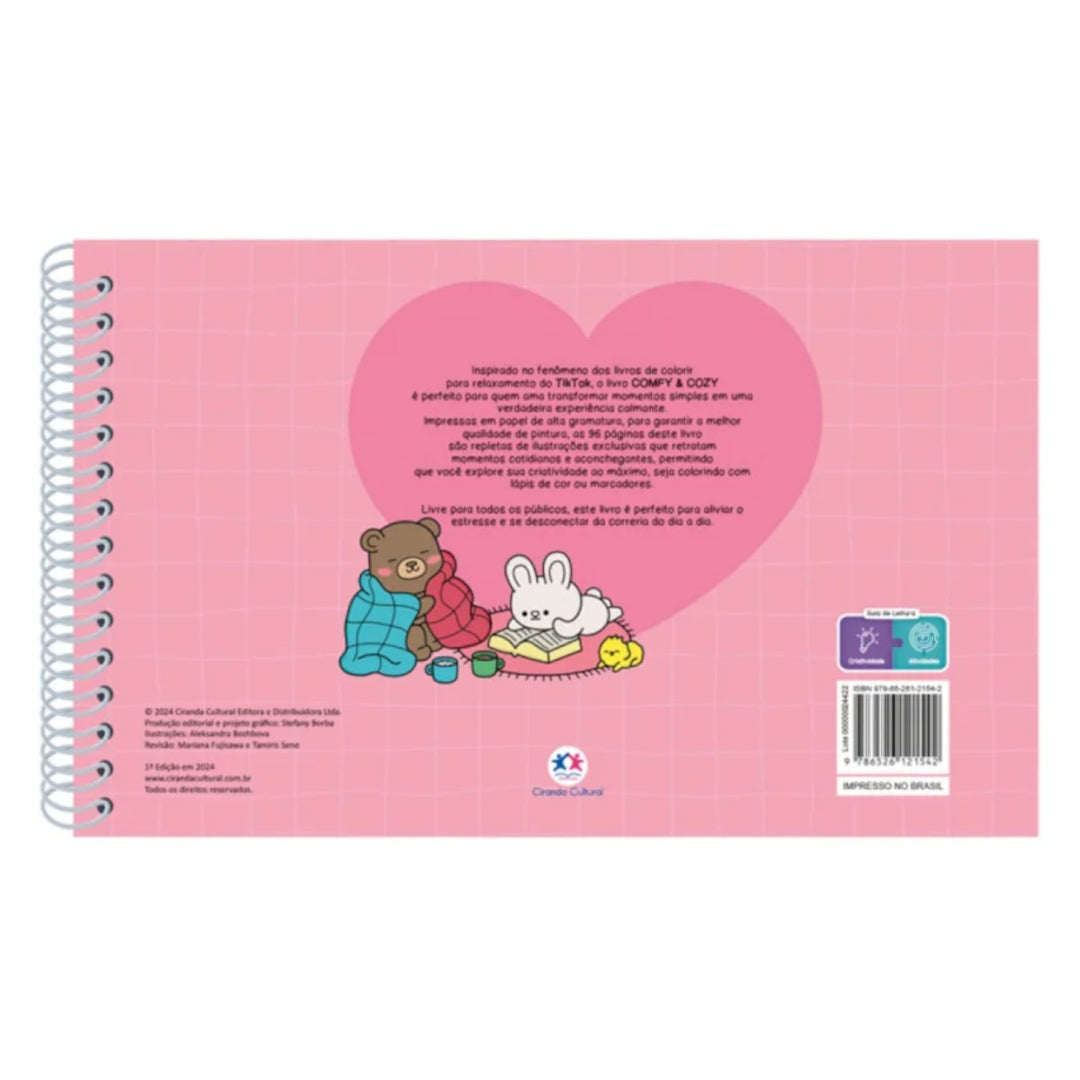 Livro de Colorir - Ciranda Cultural - Comfy & Cozy - Capa Rosa