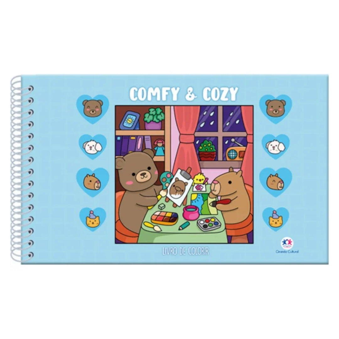 Livro de Colorir - Ciranda Cultural - Comfy & Cozy - Capa Azul