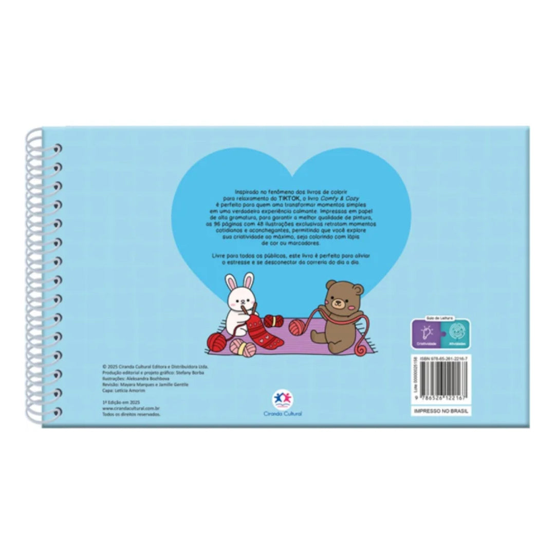Livro de Colorir - Ciranda Cultural - Comfy & Cozy - Capa Azul