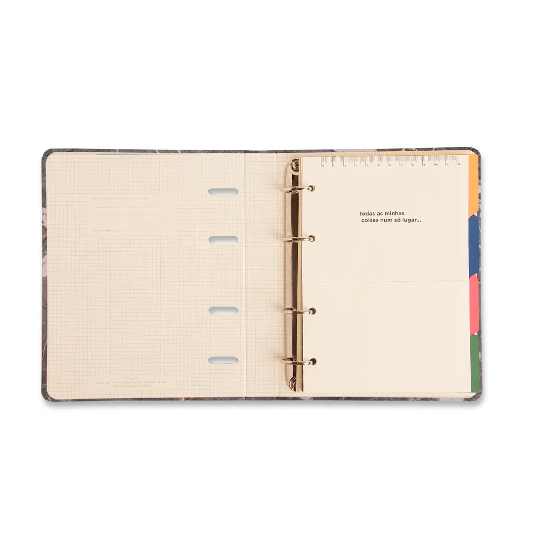 Caderno Criativo Argolado - Cícero - Pautado & Pontado A5 - Lagoa - Cisne Floral Off White