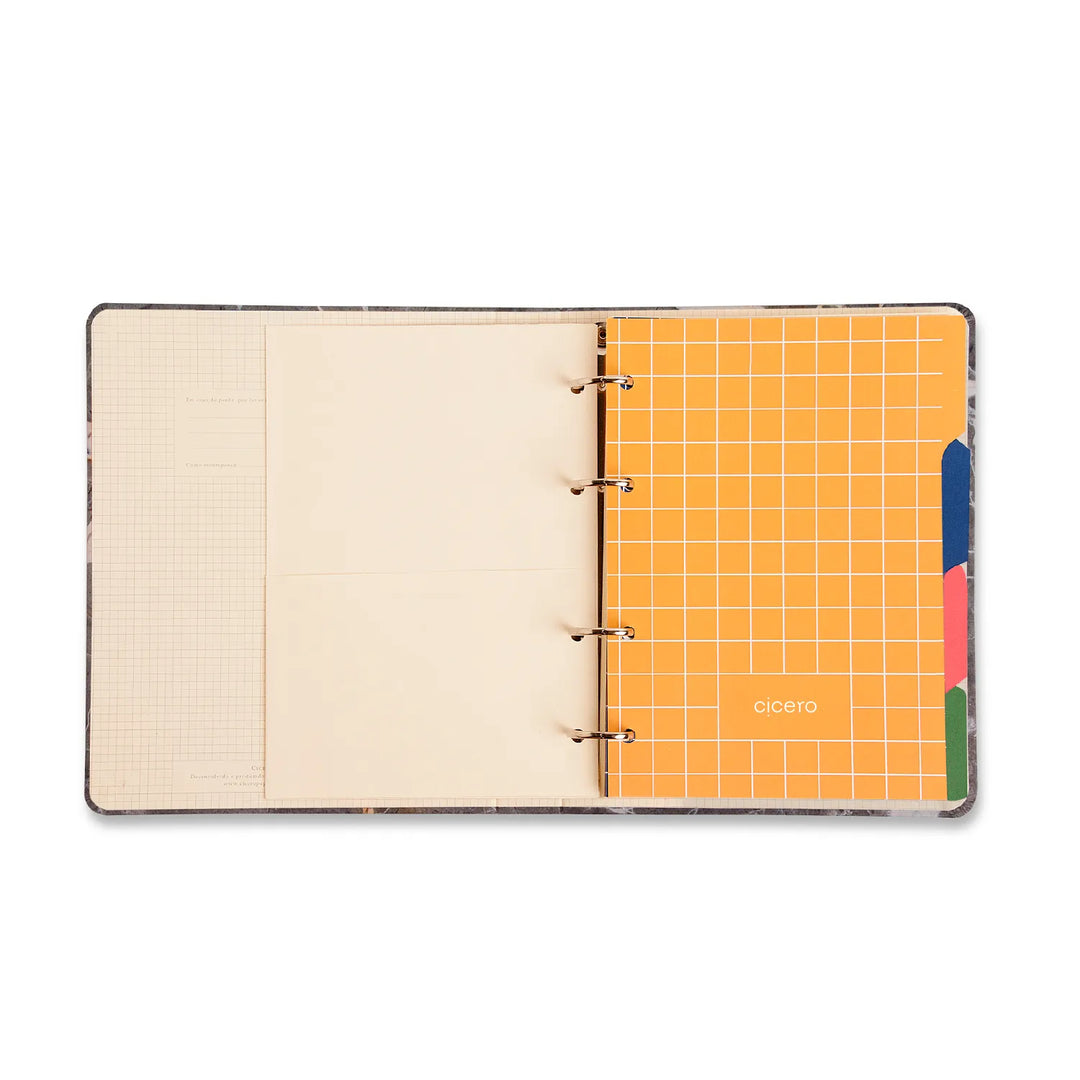 Caderno Criativo Argolado - Cícero - Pautado & Pontado A5 - Lagoa - Cisne Floral Off White