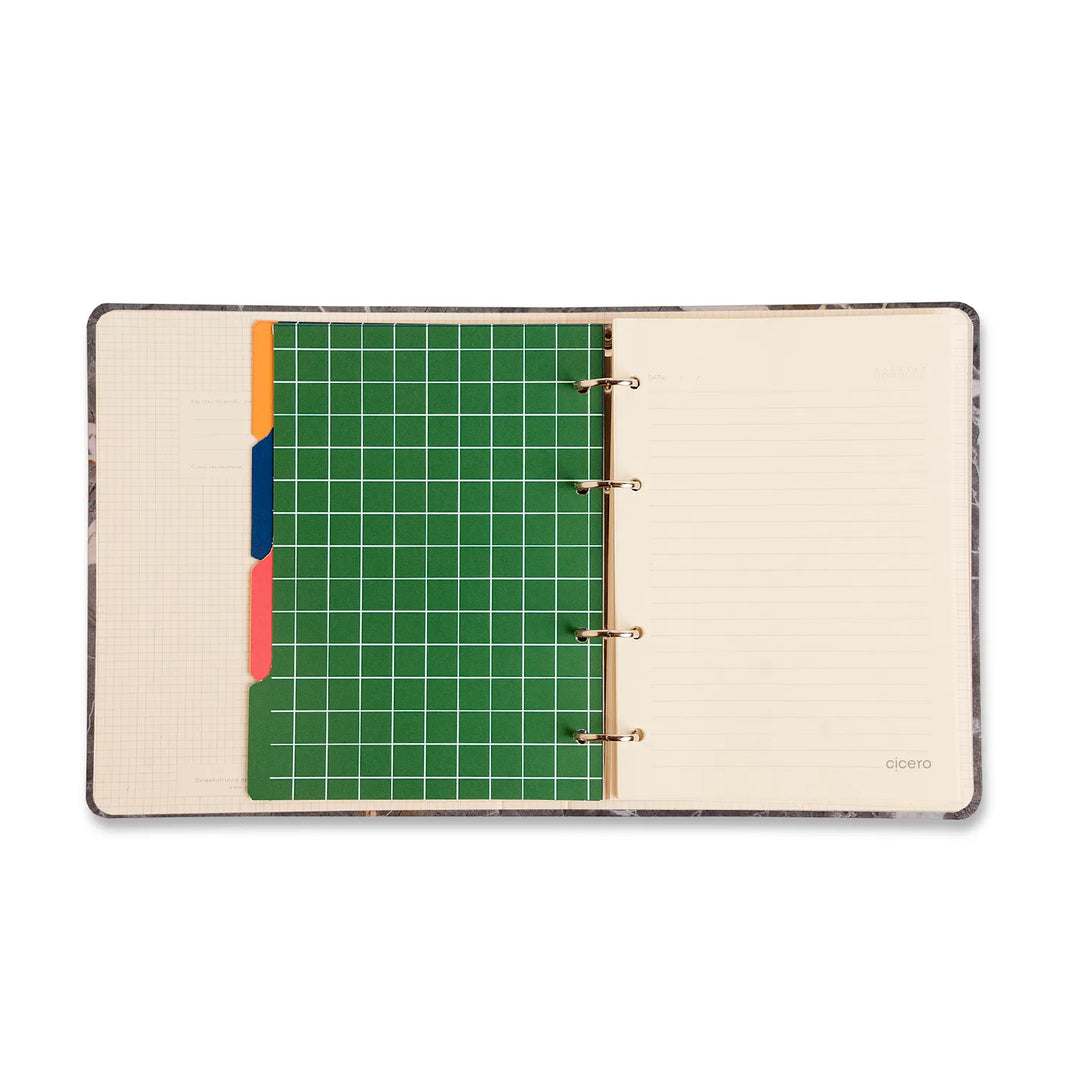 Caderno Criativo Argolado - Cícero - Pautado & Pontado A5 - Lagoa - Cisne Floral Off White