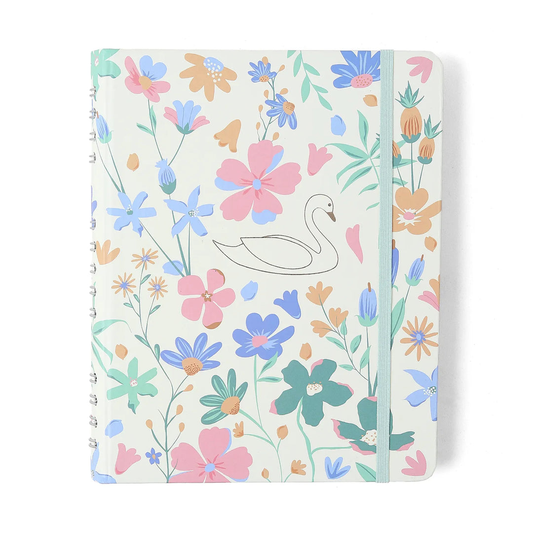 Caderno Organizador 17x24 - Cícero - Lagoa Pautado & Pontado - Cisne Floral Off White