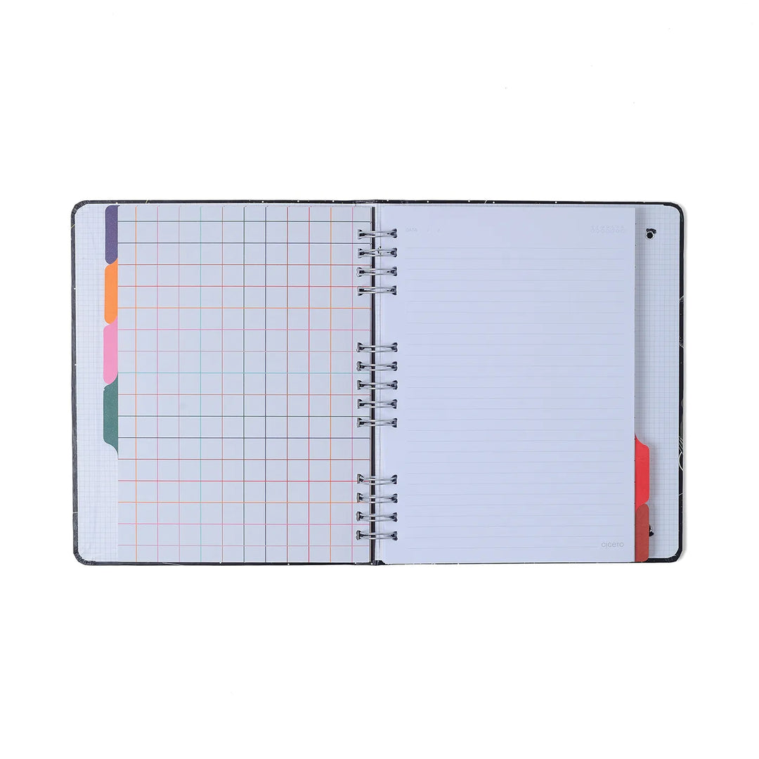 Caderno Organizador 17x24 - Cícero - Lagoa Pautado & Pontado - Cisne Floral Off White