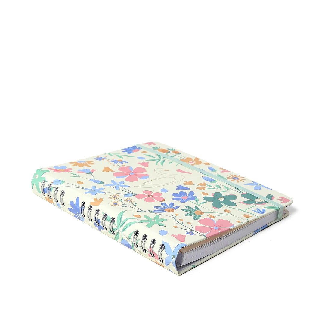Caderno Organizador 17x24 - Cícero - Lagoa Pautado & Pontado - Cisne Floral Off White