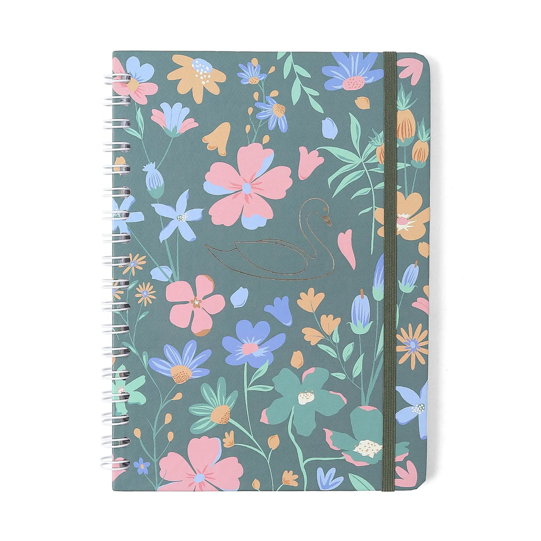 Caderno Wire-o 17x24cm - Cícero - Lagoa - Cisne Floral Verde