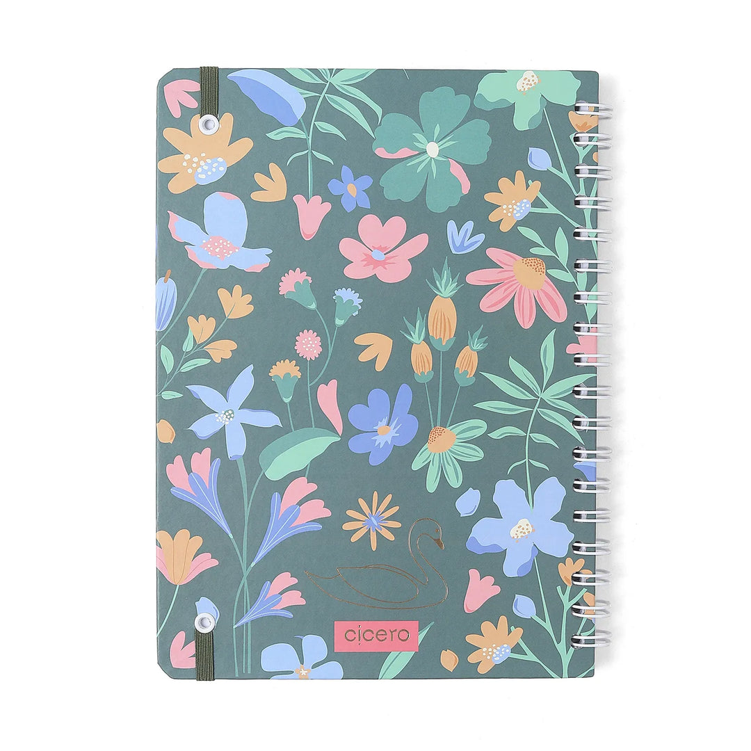Caderno Wire-o 17x24cm - Cícero - Lagoa - Cisne Floral Verde