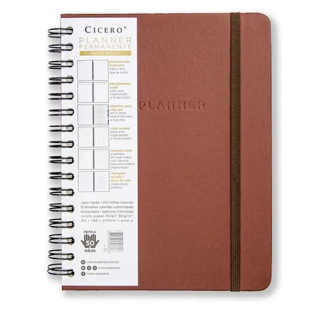 Planner Wire-o Permanente - Cícero - Clássica Café A5